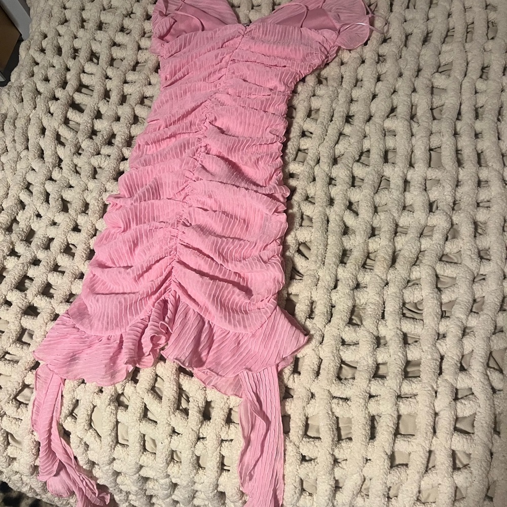 Pink Ruffled  mini dress